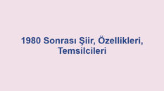 1980 Sonrası Şiir, Özellikleri, Temsilcileri